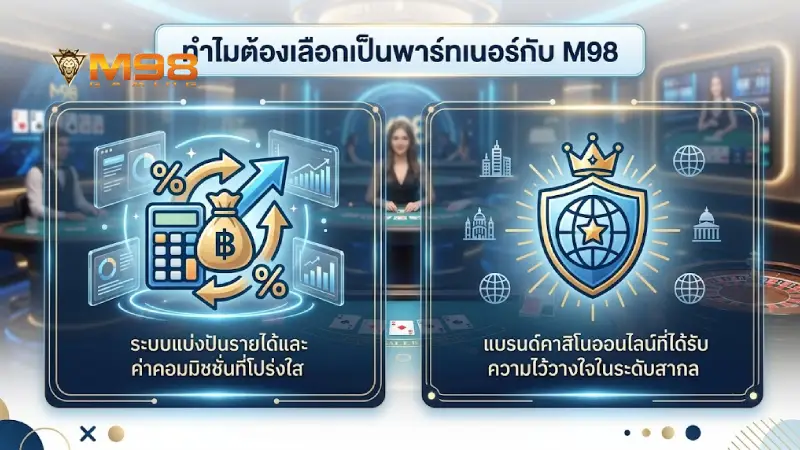 ทำไมควรเลือกเป็นพันธมิตรทางธุรกิจกับแพลตฟอร์ม M98